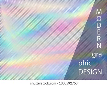 Fluorescent voucher geometric holographic vector background. Liquid abstract blur splashes backdrop. Lucid abstract geometric template for voucher design.