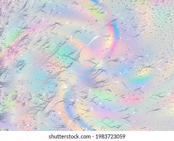 Fluorescent voucher geometric holographic vector background. Fluid shimmer overlay elements. Digital abstract geometric template for voucher design.