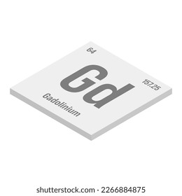 Fluorine, F, gray 3D isometric illustration of periodic table element with name, symbol, atomic number and weight. Halogen with various industrial uses, such as in dental products, refrigerants, and