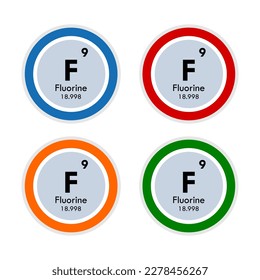 Fluorine icon set. vector illustration in 4 colors options for webdesign
