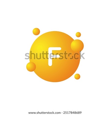 Fluorine molecule icon. Molecule of Fluorine. F. Chemical element. Chemistry and scientific research concept