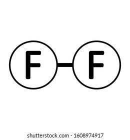 Fluorine molecule icon on white background. Vector illustration.