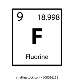 Fluorine periodic table element icon on white background vector