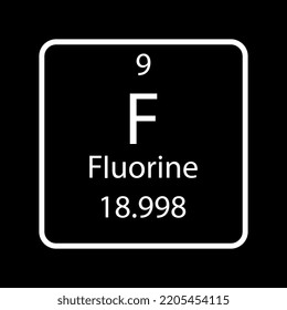 Fluorine symbol. Chemical element of the periodic table. Vector illustration.