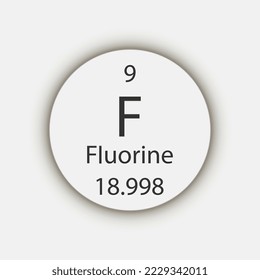 Fluorine symbol. Chemical element of the periodic table. Vector illustration.