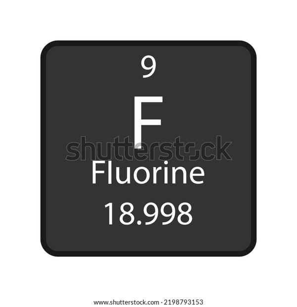Fluorine symbol. Chemical element of the\
periodic table. Vector\
illustration.