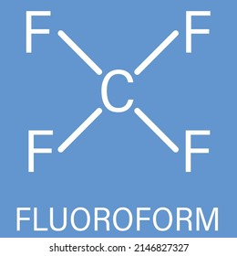 Fluoroform greenhouse gas molecule. Skeletal formula.