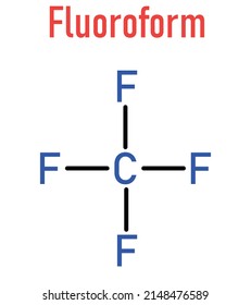 Fluoroform greenhouse gas molecule. Skeletal formula.