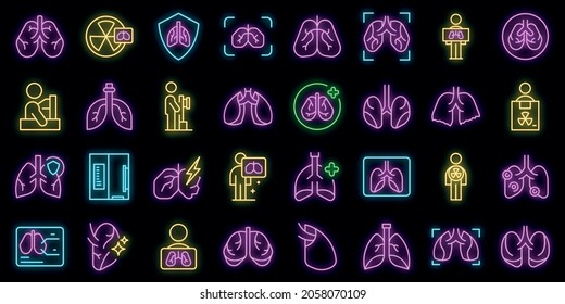 Fluorography icons set outline vector. Lung health. Body anatomy