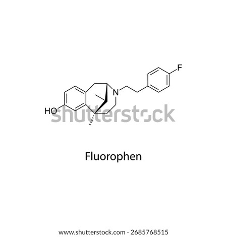 Fluorophen molecular structure, synthetic opioid research chemical with potent analgesic activity, clean scientific vector diagram, flat skeletal chemical formula isolated on white background