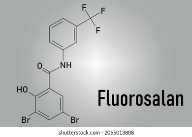 Fluorosalan antiseptic molecule. Skeletal formula.