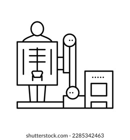 vector de icono de línea de radiología fluoroscópica. signo de radiología fluoroscópica. símbolo de contorno aislado ilustración negra