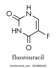 Fluorouracil (5-FU, FU) cancer chemotherapy drug molecule. Skeletal formula.