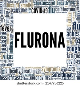 Flurona - Flu and Corona Virus conceptual vector illustration word cloud isolated on white background.