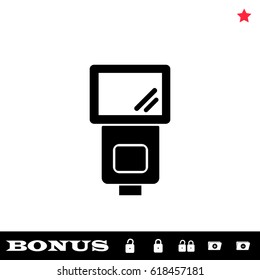 Flush bulb icon flat. Black pictogram on white background. Vector illustration symbol and bonus button open and closed lock, folder, star
