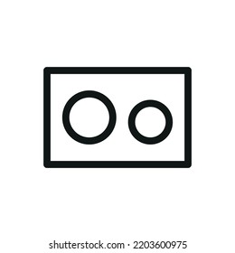 Flush button isolated icon, wall mounted toilet flush button vector icon with editable stroke