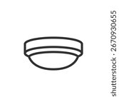 Flush ceiling light, linear icon. Compact ceiling lamp for interior lighting. Line with editable stroke.