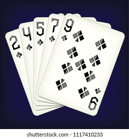 Flush of clubs - playing cards vector illustration