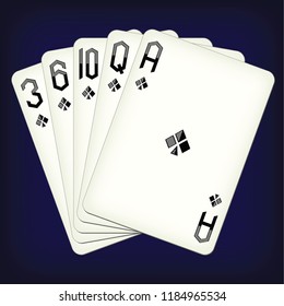 Flush of clubs - playing cards vector illustration
