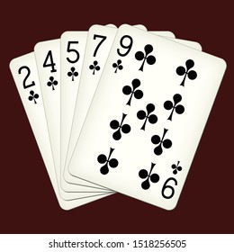 Flush of clubs - playing cards vector illustration