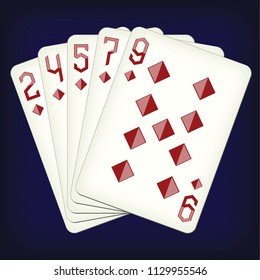 Flush of diamonds - playing cards vector illustration