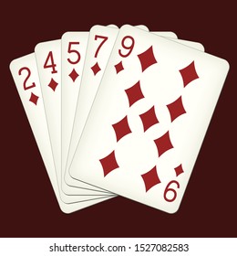 Flush of diamonds - playing cards vector illustration