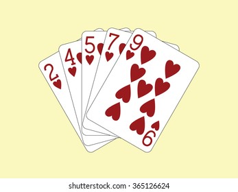 Flush of Hearts vector illustration
