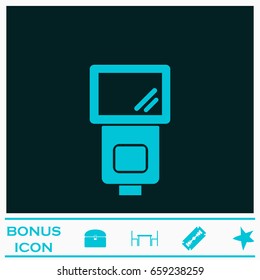 Flush icon flat. Blue pictogram on dark background. Vector illustration symbol and bonus icons