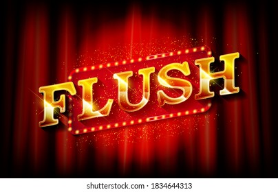 Flush. Illustration Online Poker casino banner with a mobile phone, chips, playing cards and dice. Marketing Luxury Banner Jackpot Online Casino with Smartphone. Empty advertising poster.