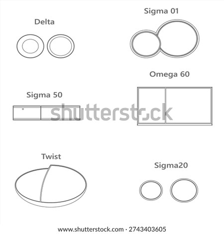 Flush Plate Dual Flush Button Bathroom Wall Mounted Control Panel Clean CAD Style Vector Illustration Isolated on White Background EPS 10