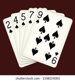 Flush of spades - playing cards vector illustration
