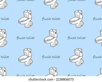 Flush toilet cartoon character seamless pattern on blue background