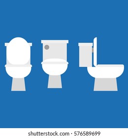 Flush toilet icon, flat design vector