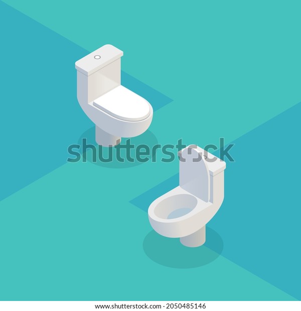 Flush Toilet White Toilet Close Open Stock Vector (Royalty Free