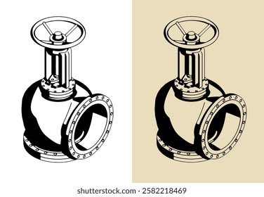 Flush valve 90 degree isometric illustrations