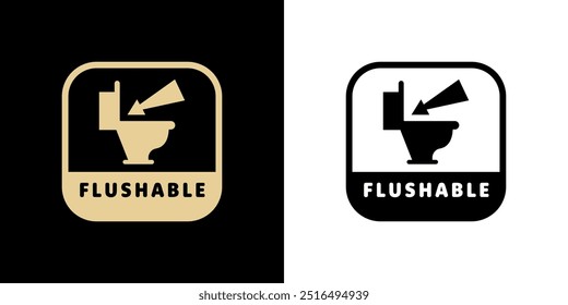 Flushable - vector label for wet wipes or toilet paper labeling.