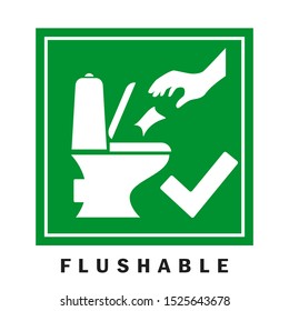 Flushable wipes vector green sign