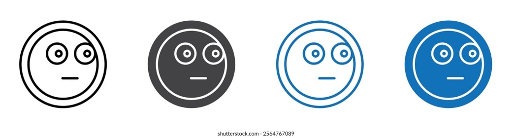 Flushed emoji icon flat editable icon mark set.