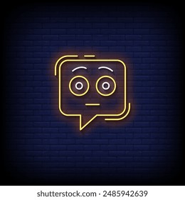 flushed emoji symbol neon sign vector