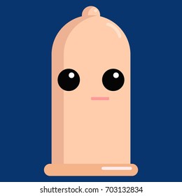 Flushed face condom emoji vector illustration. Flat style design. Colorful graphics