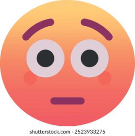 Icono de emoji de cara enrojecida. Colores de moda, elemento popular que transmite vergüenza o emoción, comúnmente utilizado en las redes sociales. Emoticon, elemento aislado.