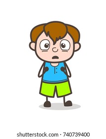Flushed Face Expression - Cute Cartoon Boy Illustration