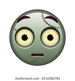 Cara enrojecida Grande tamaño de zombie emoji de halloween