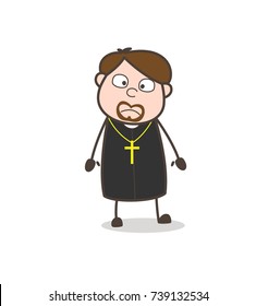 Flushed Face Priest Character Vector