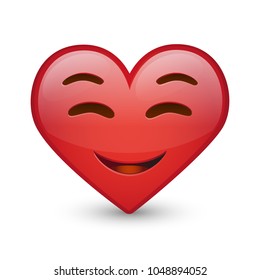 Flushed Heart Expression Emoji Smiley Face Vector Design Art