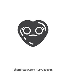 Flushed heart face emoji vector icon. filled flat sign for mobile concept and web design. Neutral heart shape emoticon glyph icon. Love symbol, logo illustration. Vector graphics