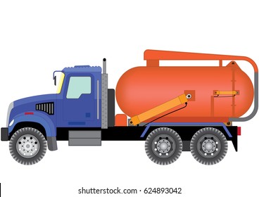 The Flusher truck with the orange tank 