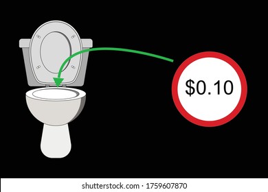 Bajando una señal de 10 centavos en el baño