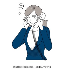 Flustered Female Call Center Operator Handling Telephone Support