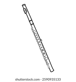 flute, black outline musical instrument